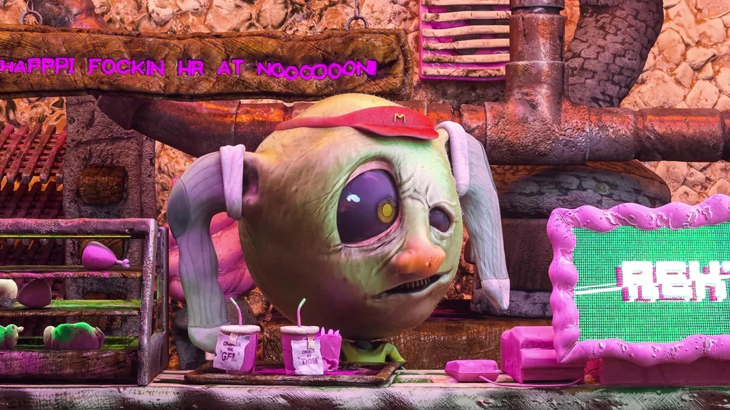 A still from my animated 'McGoblinburger' scene, part of my viral social campaign.