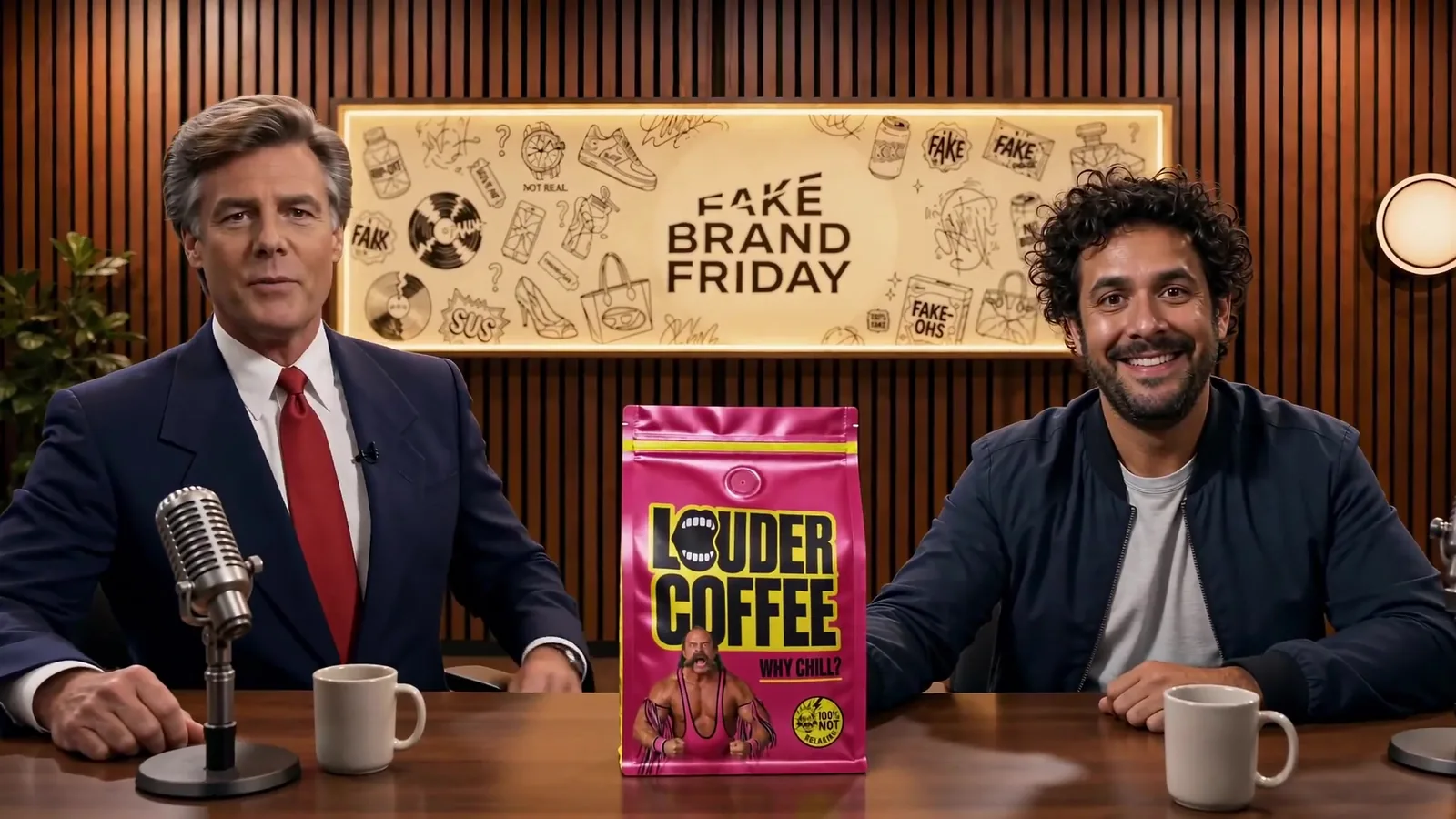 On the desk. Louder Coffee.