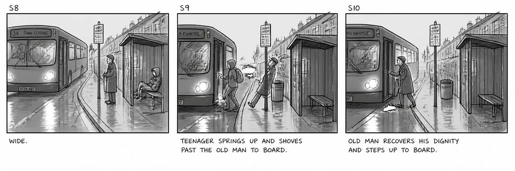 Storyboard, pass 1. Priority Seat.