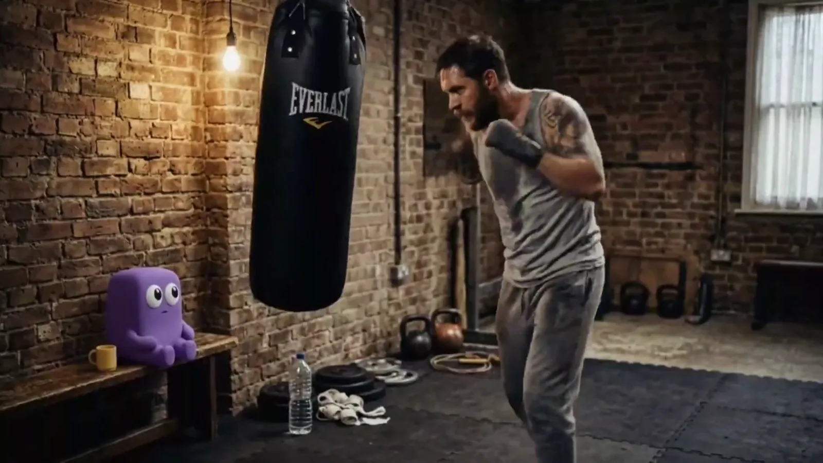 Boxing while Buddy watches. MakesMe.Me.