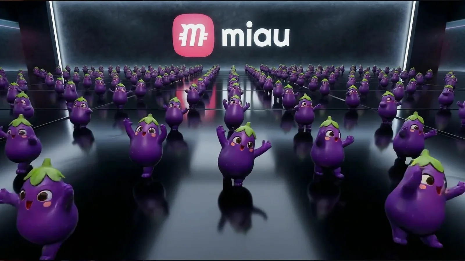 Hall of dancing eggplants. MIAU Creator Platform.